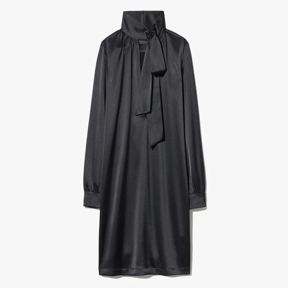 NILI LOTAN $990 Silk Navy Blue Tie Neck Mini Shirt Dress Small EUC - Picture 15 of 16